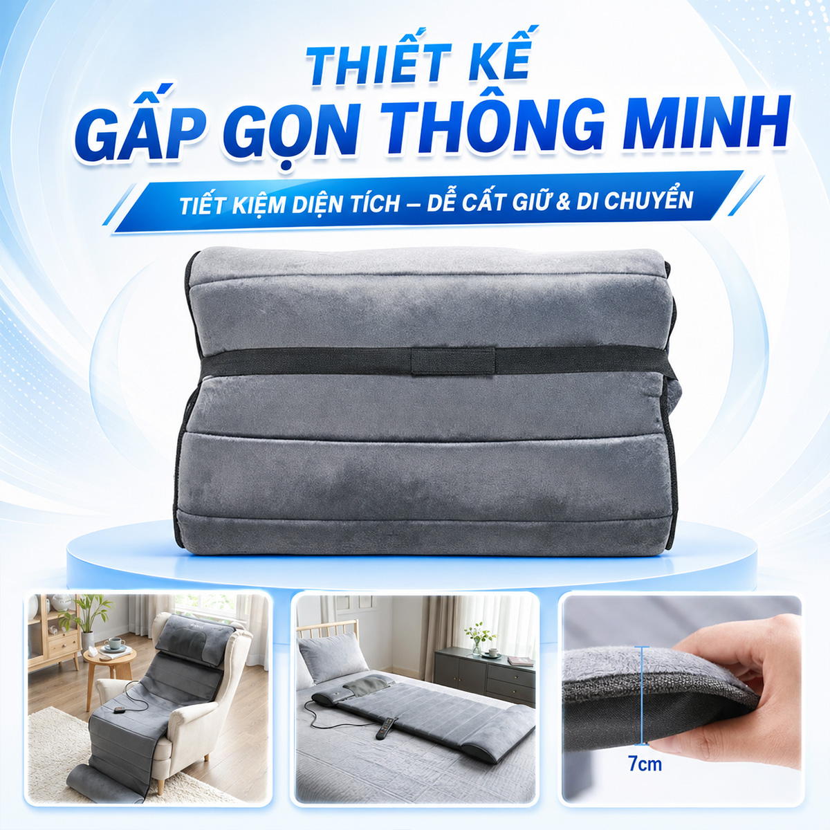 Nệm massage toàn thân OKACHI JP-M811 Dòng Cao Cấp (Dày 7cm)